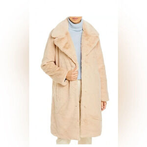 NWT Aqua Faux-Fur Coat With Wide Lapels - 100% Exclusive. Size Large.